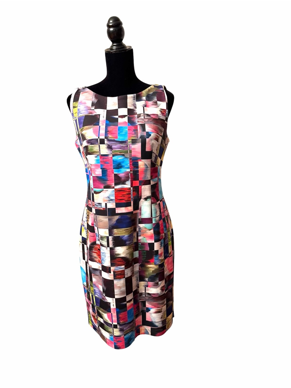 Milly Sleeveless Multicolor Cubist Print Sheath Midi Dress Size 10